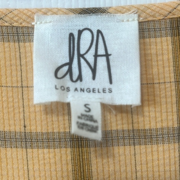 Anthropologie DRA Yellow and Gray Plaid Puff Short Sleeve Mini Dress Size - Picture 8 of 9